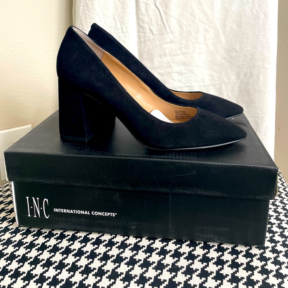INC Black suede pumps. Size 5 1/2. Like new.
